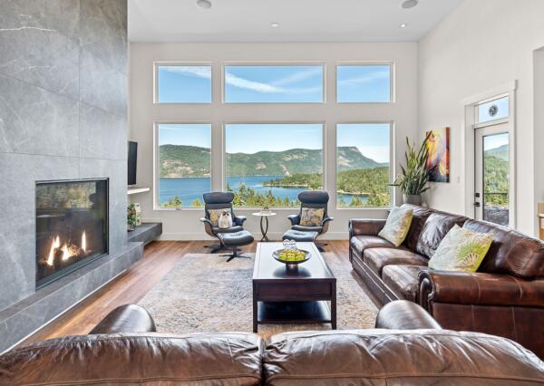 Ocean view from living room in custom home