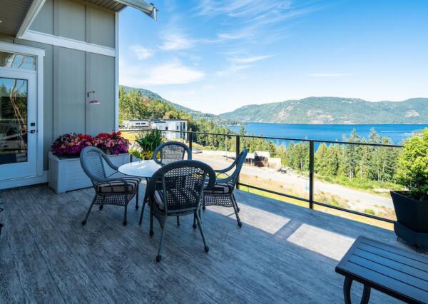 Ocean view deck with glass railings