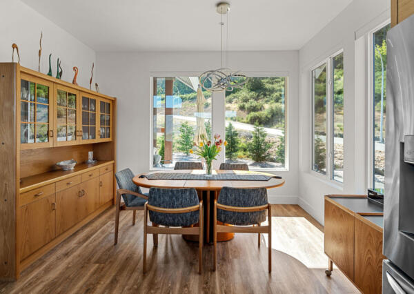 Dining room with large windows and natural light