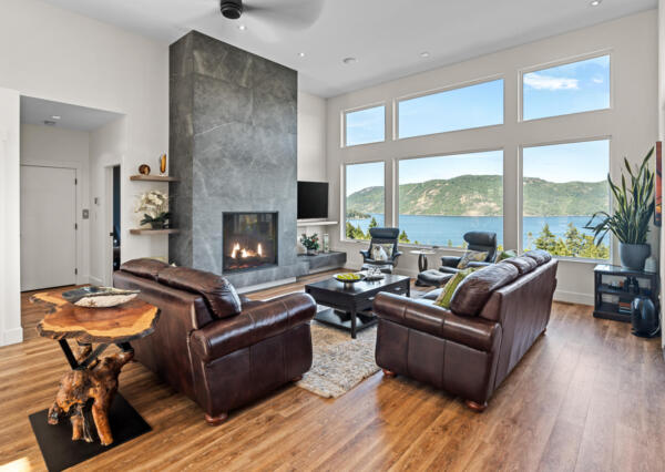 Luxury vinyl plank flooring in great room