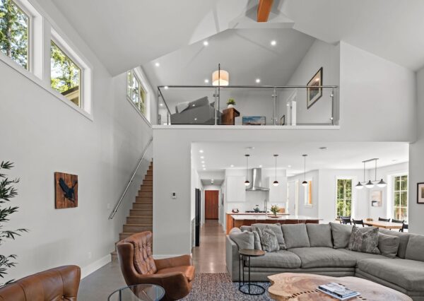 Loft with beam in open concept home