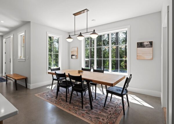 Large dining room with lots of natural light