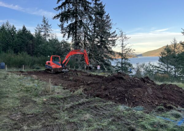 Excavator at build site