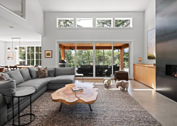 Living room with natural light and large sliding glass doors