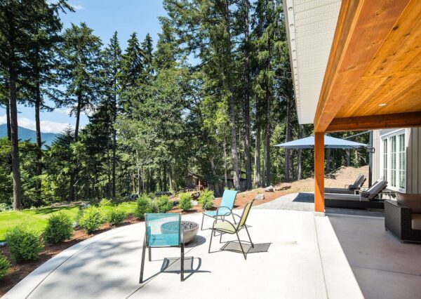 Concrete patio with Cowichan Valley views