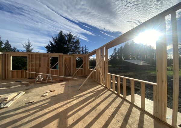 Framing with large windows in Cowichan Valley