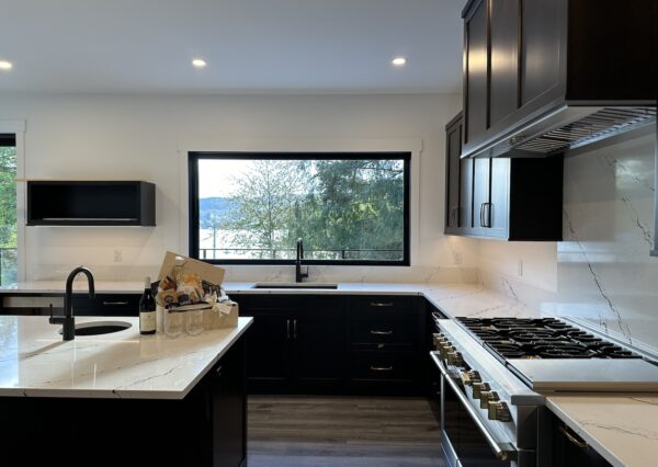 Large family kitchen with pass through window